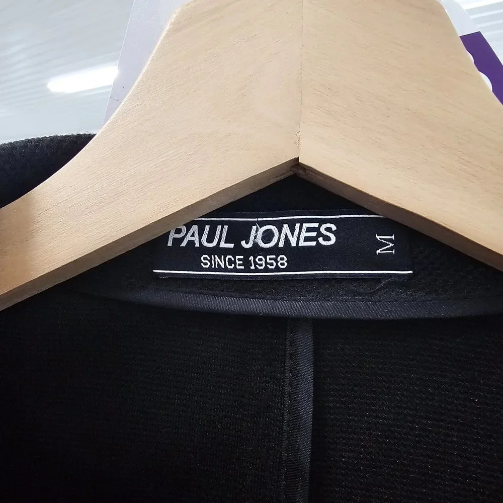 Paul Jones 40R Black Solid 2-Button Sport Coat Blazer Jacket V532